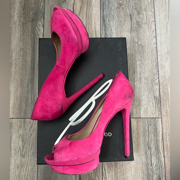 Brian Atwood B Heels - Pink Suede - size 8 - BARBIE vibe 💖 - Picture 4 of 10